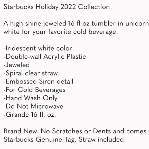 Starbucks Unicorn Jeweled Diamond Bling Tumbler HTF 2022 Grande 16 oz. NWT - Picture 6 of 12